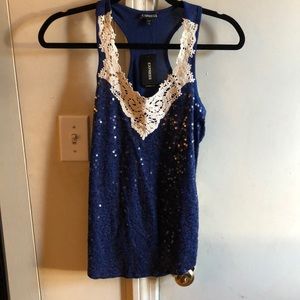 Express Blue Sequin Top
